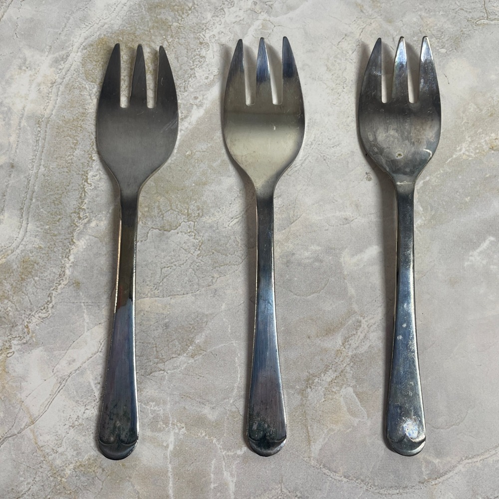 Sheffield England Silver Plate Pastry Fork Set of 3 Vintage 4.5" Dessert Forks